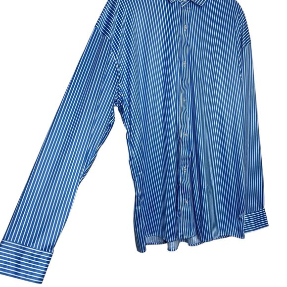 Collars & Co Shirt Mens 2XL Blue White Button Up Stripe Dress Collar Polo NEW - Picture 5 of 7